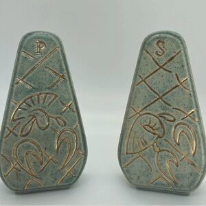 Vintage Roselane California Pottery Salt & Pepper Shakers Aqua Marine Seaside